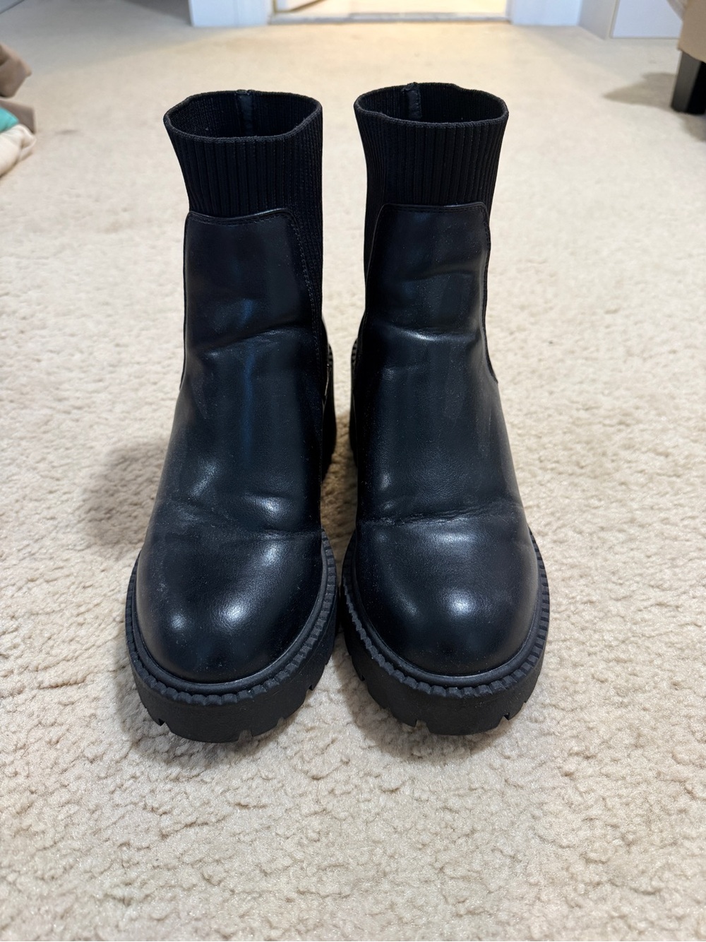 Black Chelsea-Style Platform Ankle Boots